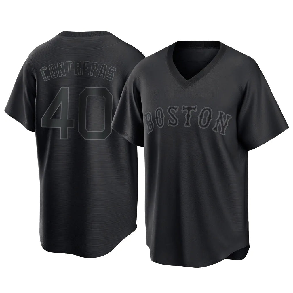 Boston Red Sox #40 Willson Contreras Player Black HeidiMiller T-shirt Home Game Stitched Jerseys
