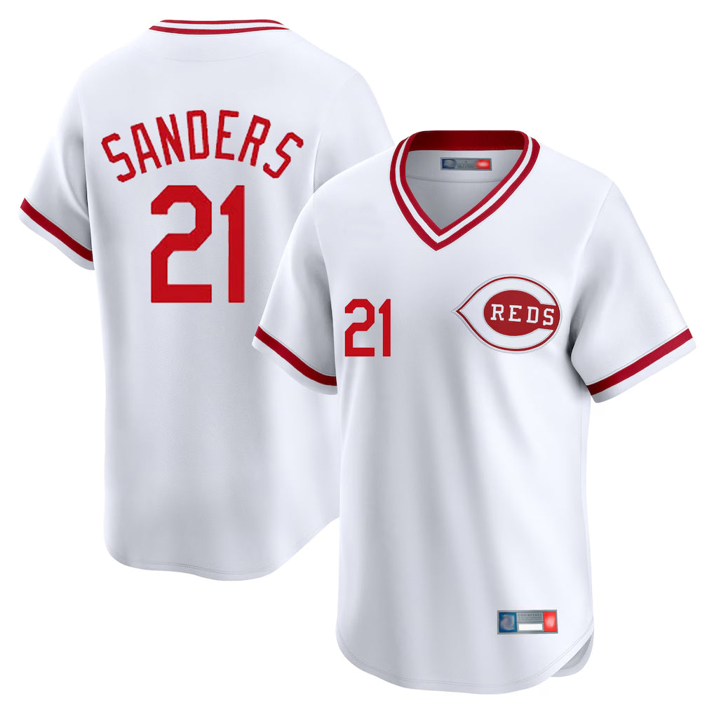 Cincinnati Reds #21 Hunter Greene Player White HeidiMiller Cooperstown Collection Limited T-shirt Home Stitched Jerseys