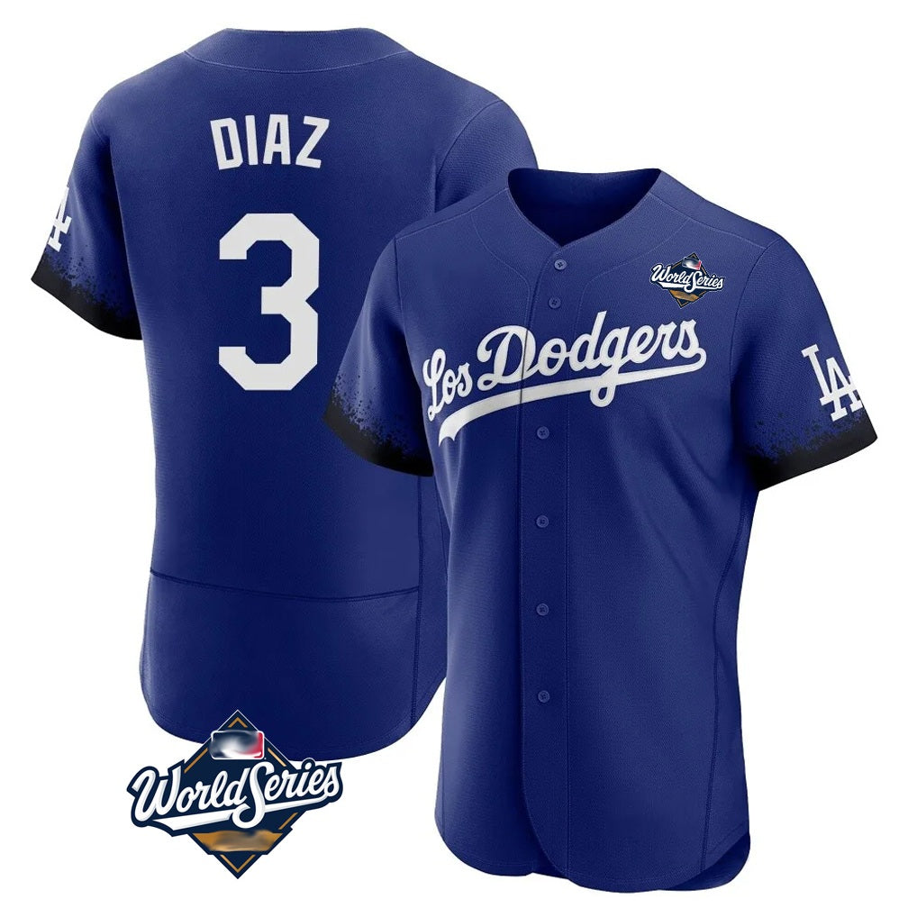 Los Angeles Dodgers #3 Edwin D¨ªaz Player Royal HeidiMiller World Series City Connect Elite Home Stitched Jerseys