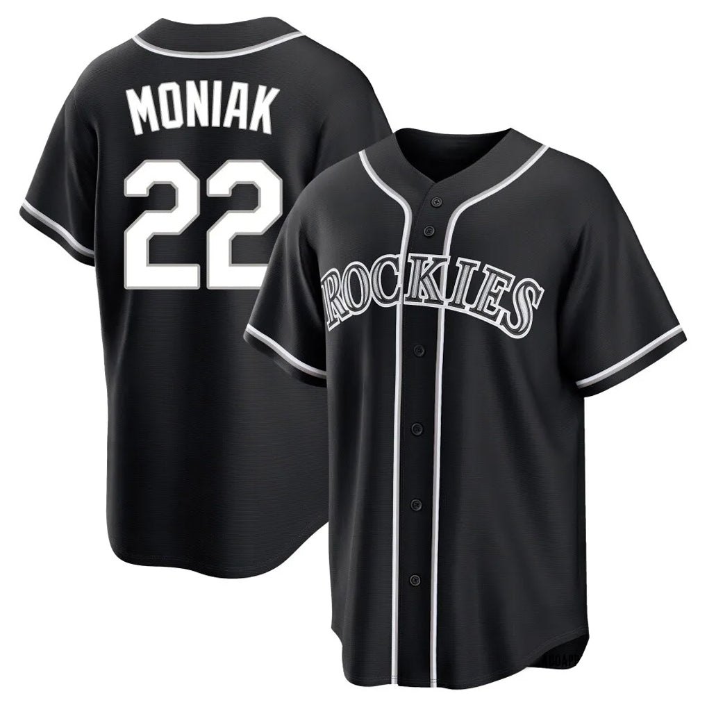 Colorado Rockies #22 Mickey Moniak Player Black HeidiMiller Fashion Out Home Game Stitched Jerseys