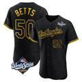 Los Angeles Dodgers #50 Mookie Betts Player Black HeidiMiller World Series Snake Skin City Limited Elite Home Stitched Jerseys