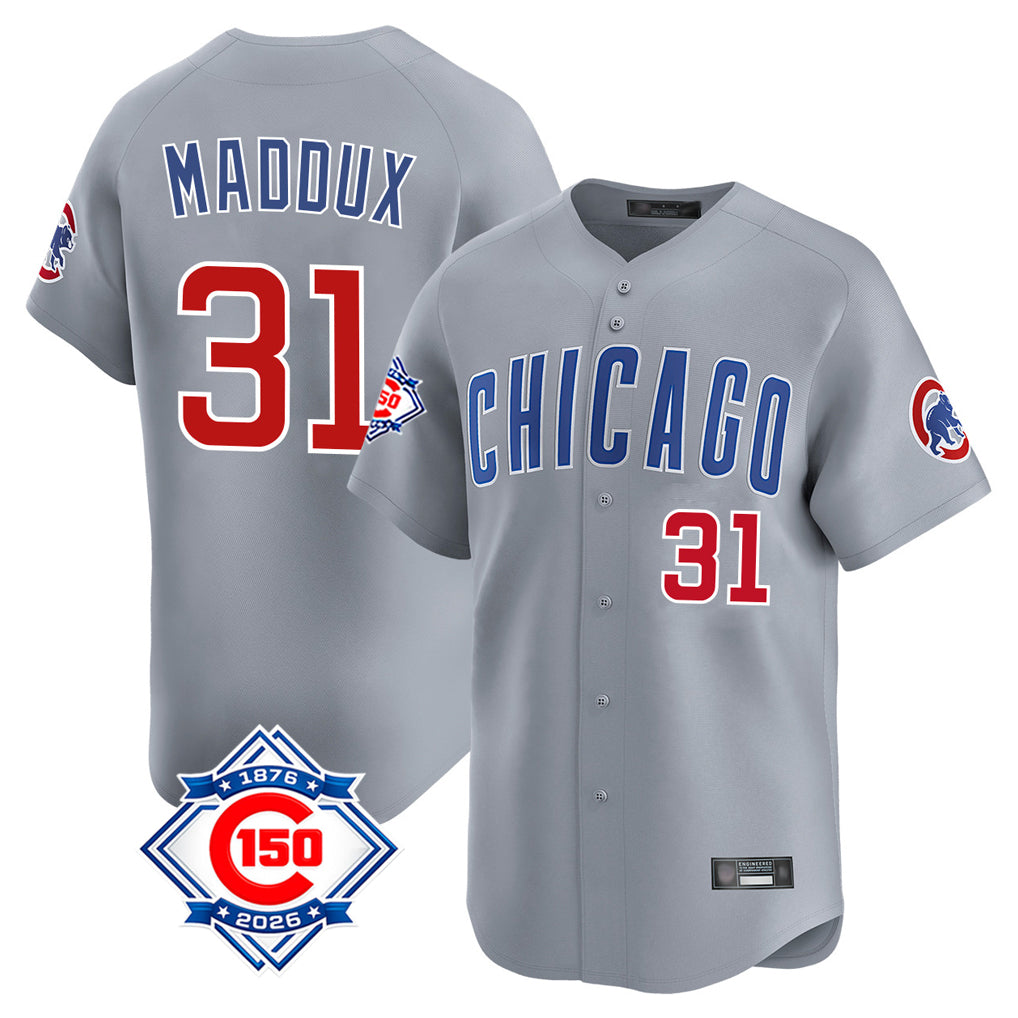 Chicago Cubs #31 Greg Maddux Player Gray HeidiMiller Road 150th Anniversary Limited Home Stitched Jerseys