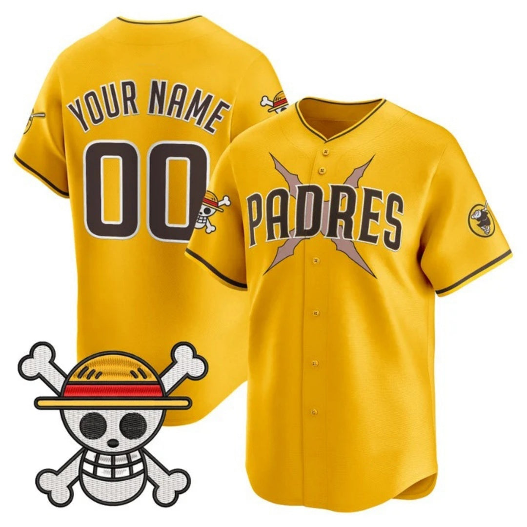 Custom San Diego Padres x One Piece Gold HeidiMiller Vapor Premier Limited Jersey - Stitched