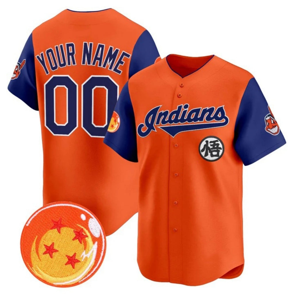 Custom Cleveland Indians x Dragon Ball Royal Orange HeidiMiller Vapor Premier Limited Jersey - All Stitched