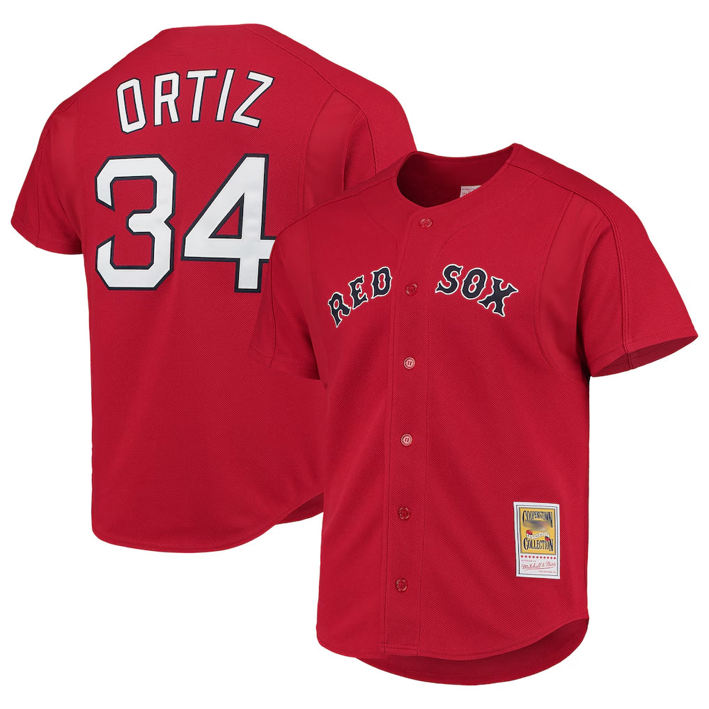 Boston Red Sox #34 David Ortiz Player Red HeidiMiller Mitchell & Ness Cooperstown Collection Home Stitched Jerseys
