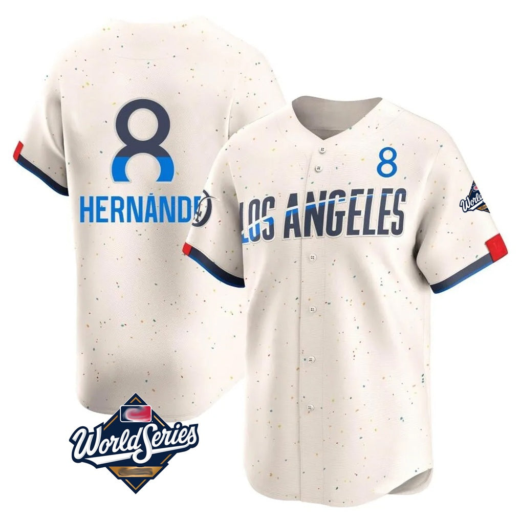 Los Angeles Dodgers #8 Enrique Hern¨¢ndez Player Cream HeidiMiller World Series City Connect Limited Home Stitched Jerseys