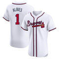 Atlanta Braves #1 Ozzie Albies Player White HeidiMiller Limited Elite Home Game Stitched Jerseys