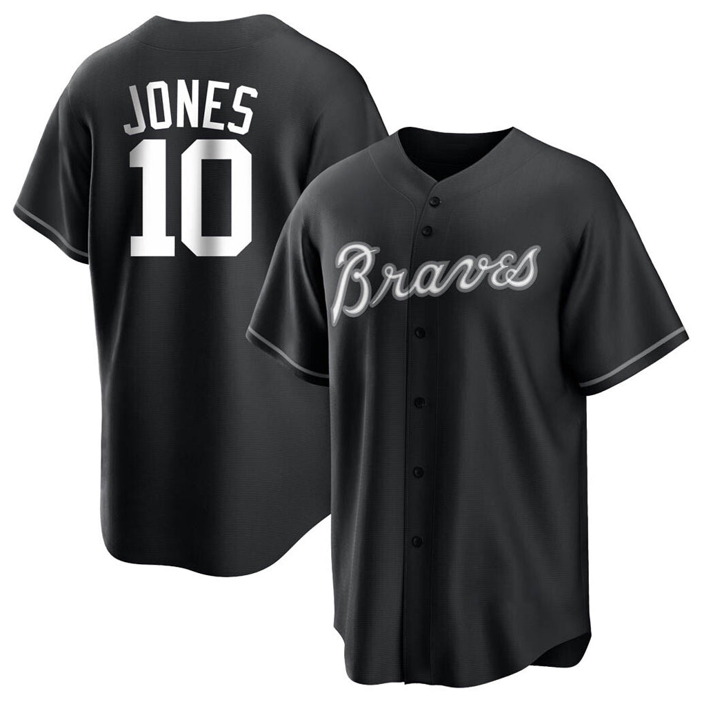 Atlanta Braves #10 Chipper Jones Player Black HeidiMiller Home Game Stitched Jerseys