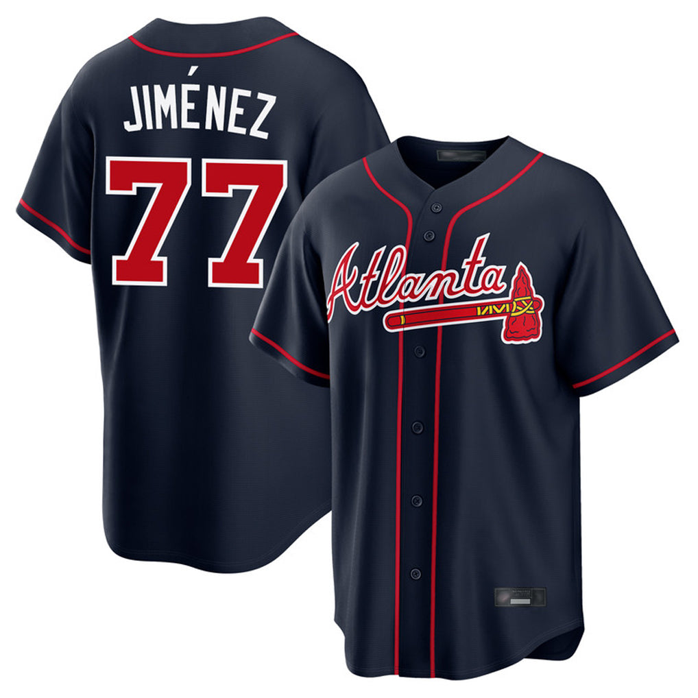 Atlanta Braves #77 Joe Jimenez Player Navy HeidiMiller Home Game Stitched Jerseys