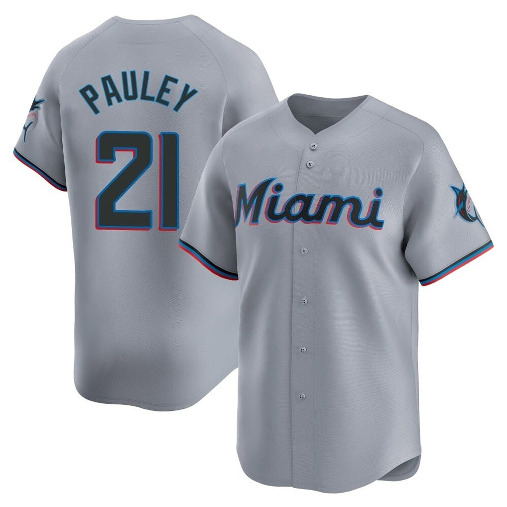 Miami Marlins #21 Graham Pauley Player Gray HeidiMiller Home Limited Stitched Jerseys