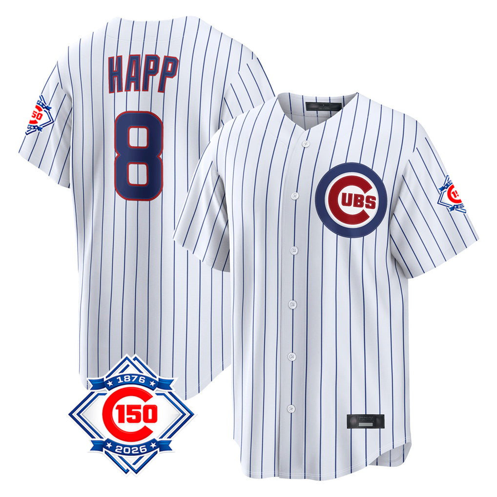 Chicago Cubs #8 Ian Happ Player White HeidiMiller 150th Anniversary Limited Home Game Stitched Jerseys