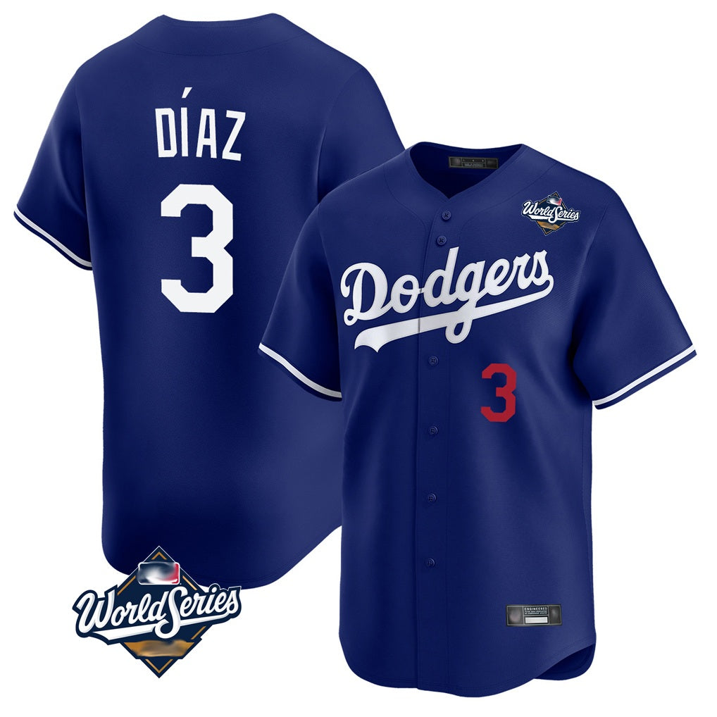 Los Angeles Dodgers #3 Edwin D¨ªaz Player Royal HeidiMiller World Series Limited Home Stitched Jerseys