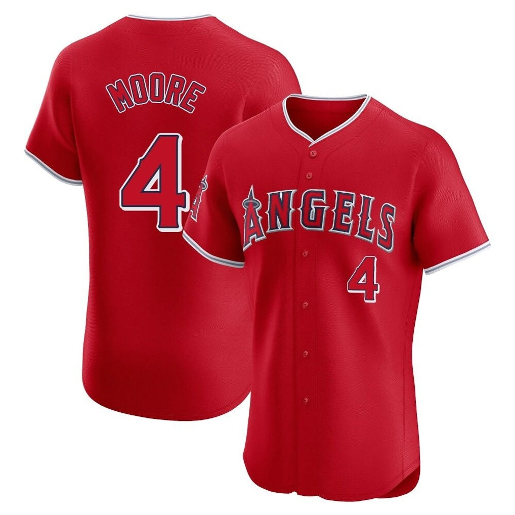 Los Angeles Angels #4 Christian Moore Player Red HeidiMiller Home Limited Elite Stitched Jerseys