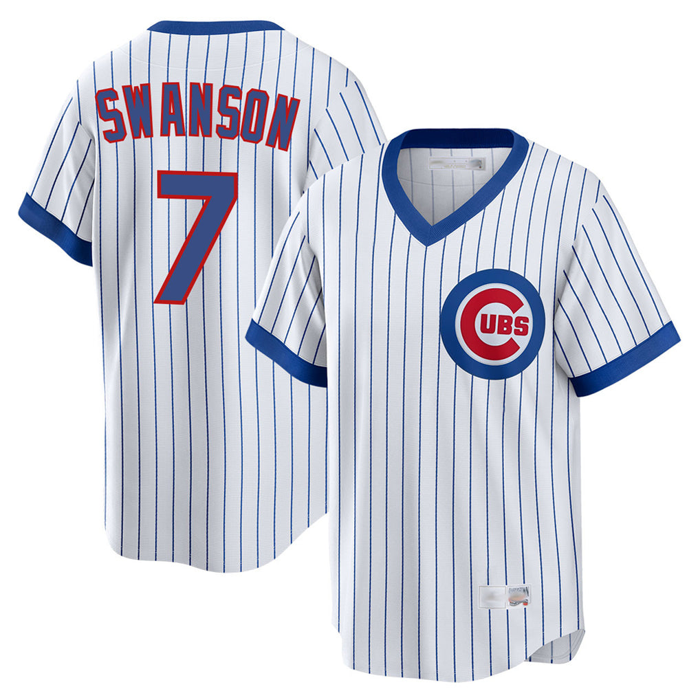 Chicago Cubs #7 Dansby Swanson Player White HeidiMiller T-shirt Cooperstown Collection Limited Stitched Jerseys