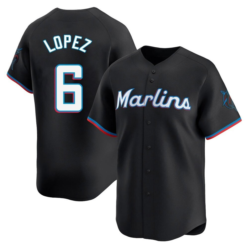 Miami Marlins #6 Otto Lopez Player Black HeidiMiller Home Limited Stitched Jerseys