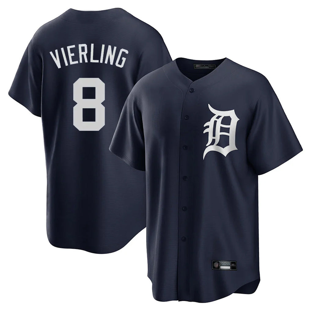 Detroit Tigers #8 Matt Vierling Player Navy HeidiMiller Game Home Stitched Jerseys