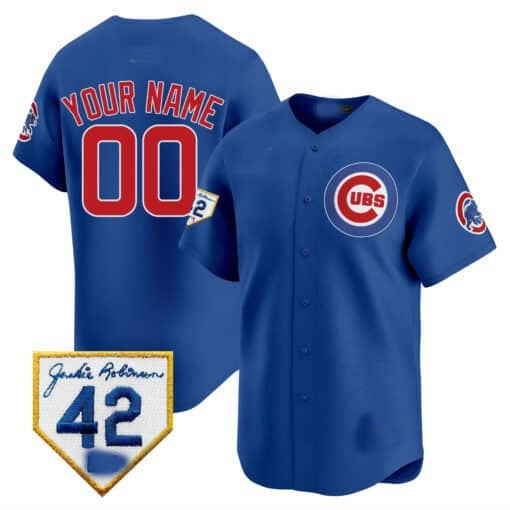 Custom Chicago Cubs 2024 Jackie Robinson Patch Vapor Premier Limited Jersey V2 ¨C Royal HeidiMiller