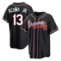 Atlanta Braves #13 Ronald Acuna Jr Player Black HeidiMiller Fashion Out Game Stitched Jerseys