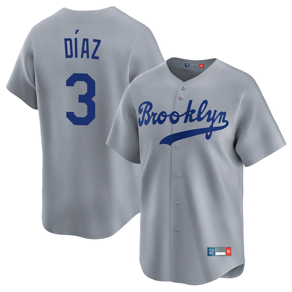 Los Angeles Dodgers #3 Edwin D¨ªaz Player Gray HeidiMiller Game Limited Home Stitched Jerseys
