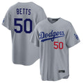 Los Angeles Dodgers #50 Mookie Betts Player Gray HeidiMiller Game Home Stitched Jerseys