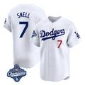 Los Angeles Dodgers #7 Blake Snell Player White HeidiMiller Game Limited World Series Meet Home Stitched Jerseys