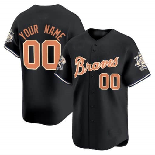 Custom Atlanta Braves Peaches n¡¯ Cream Vapor Premier Limited Jersey ¨C Black HeidiMiller