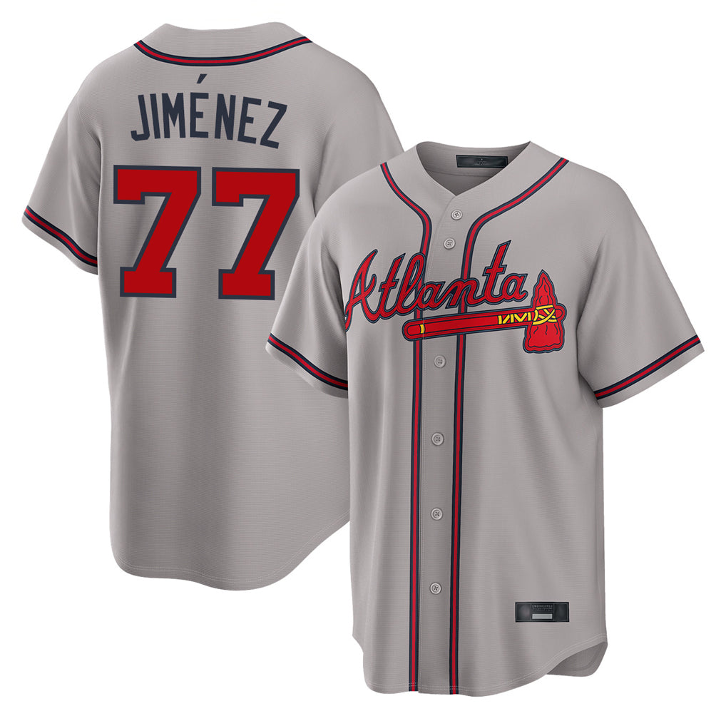 Atlanta Braves #77 Joe Jimenez Player Gray HeidiMiller Home Game Stitched Jerseys