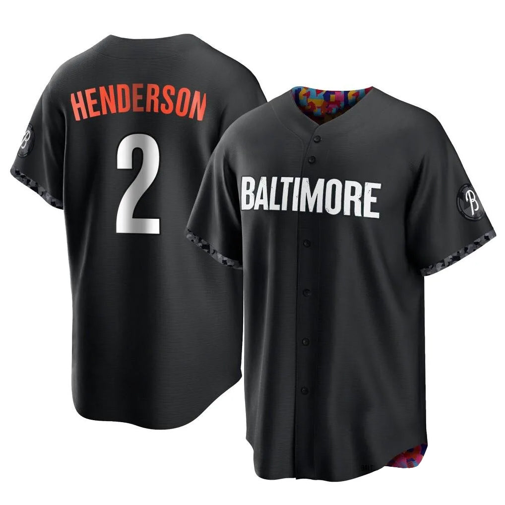 Baltimore Orioles #2 Gunnar Henderson Player Black HeidiMiller City Connect Home Game Stitched Jerseys