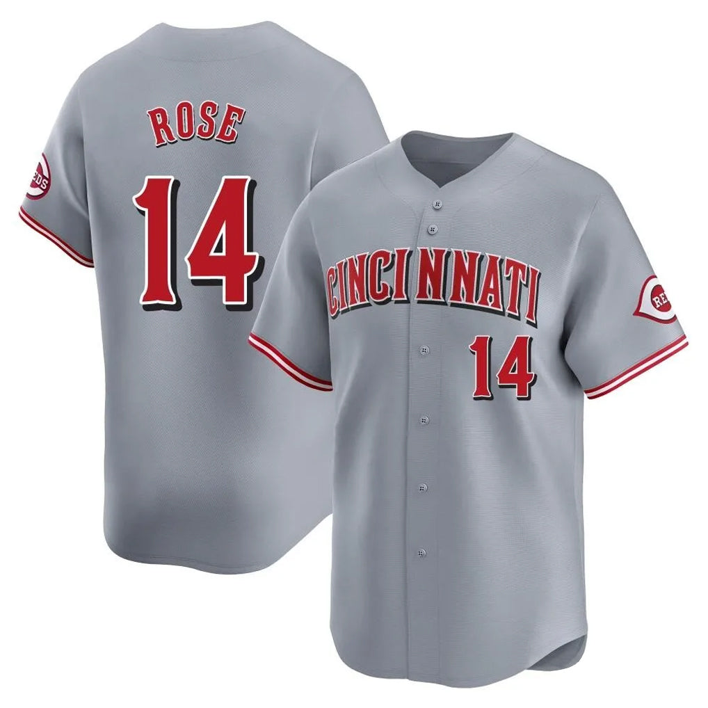 Cincinnati Reds #14 Pete Rose Player Gray HeidiMiller Home Limited Stitched Jerseys