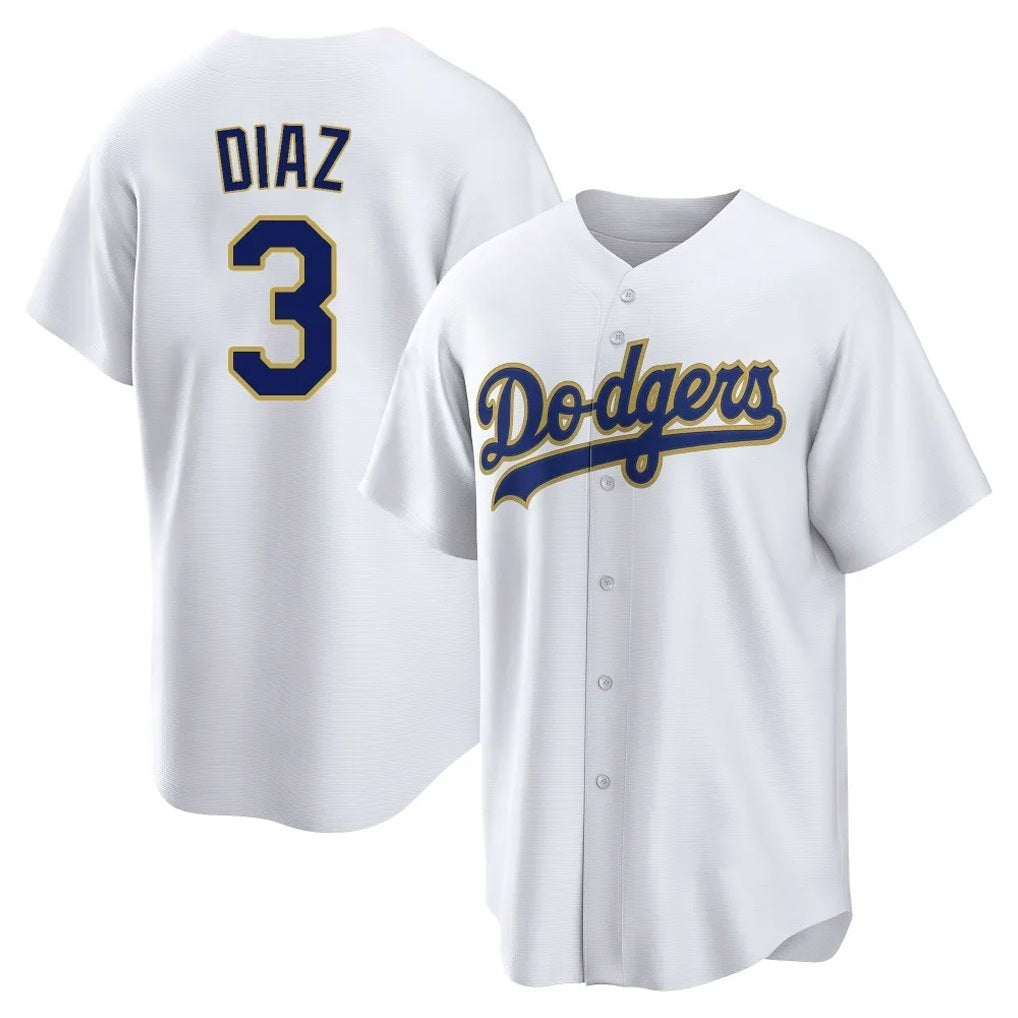 Los Angeles Dodgers #3 Edwin D¨ªaz Player Gold White HeidiMiller 2026 Collection Stadium Game Stitched Jerseys