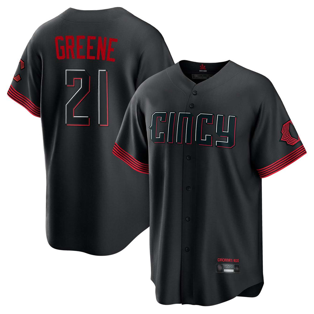 Cincinnati Reds #21 Hunter Greene Player Black HeidiMiller City Connect Home Game Stitched Jerseys