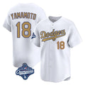Los Angeles Dodgers #18 Yoshinobu Yamamoto Player White Gold HeidiMiller World Series Meet Collection Limited Home Stitched Jerseys