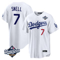 Los Angeles Dodgers #7 Blake Snell Player White HeidiMiller Game World Series Home Stitched Jerseys