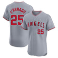 Los Angeles Angels #25 Travis d'Arnaud Player Gray HeidiMiller Home Limited Elite Stitched Jerseys