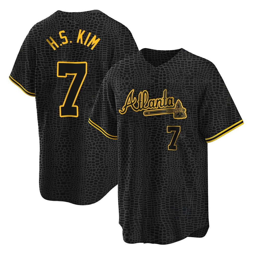 Atlanta Braves #7 Ha-Seong Kim Player Black HeidiMiller Snake Skin City Home Game Stitched Jerseys