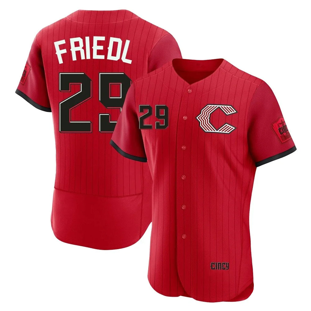 Cincinnati Reds #29 TJ Friedl Player Red HeidiMiller 2026 City Connect Limited Elite Home Stitched Jerseys
