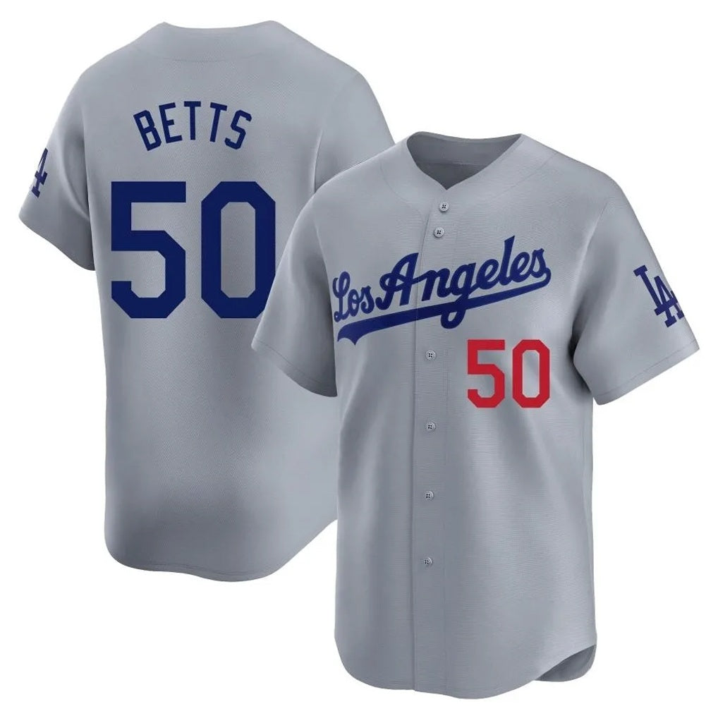 Los Angeles Dodgers #50 Mookie Betts Player Gray HeidiMiller Limited Home Stitched Jerseys