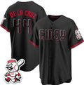 Cincinnati Reds #44 Elly De La Cruz Black HeidiMiller City Connect With Patch Limited Stitched Jersey