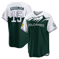 Colorado Rockies #15 Hunter Goodman Player Green HeidiMiller City Connect Home Game Stitched Jerseys