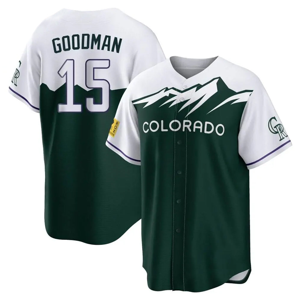 Colorado Rockies #15 Hunter Goodman Player Green HeidiMiller City Connect Home Game Stitched Jerseys
