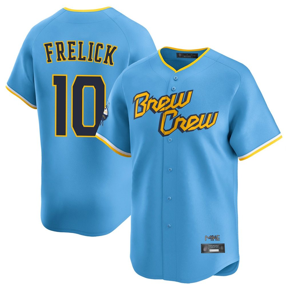 Milwaukee Brewers #10 Sal Frelick Player Light Blue HeidiMiller City Connect Home Limited Stitched Jerseys