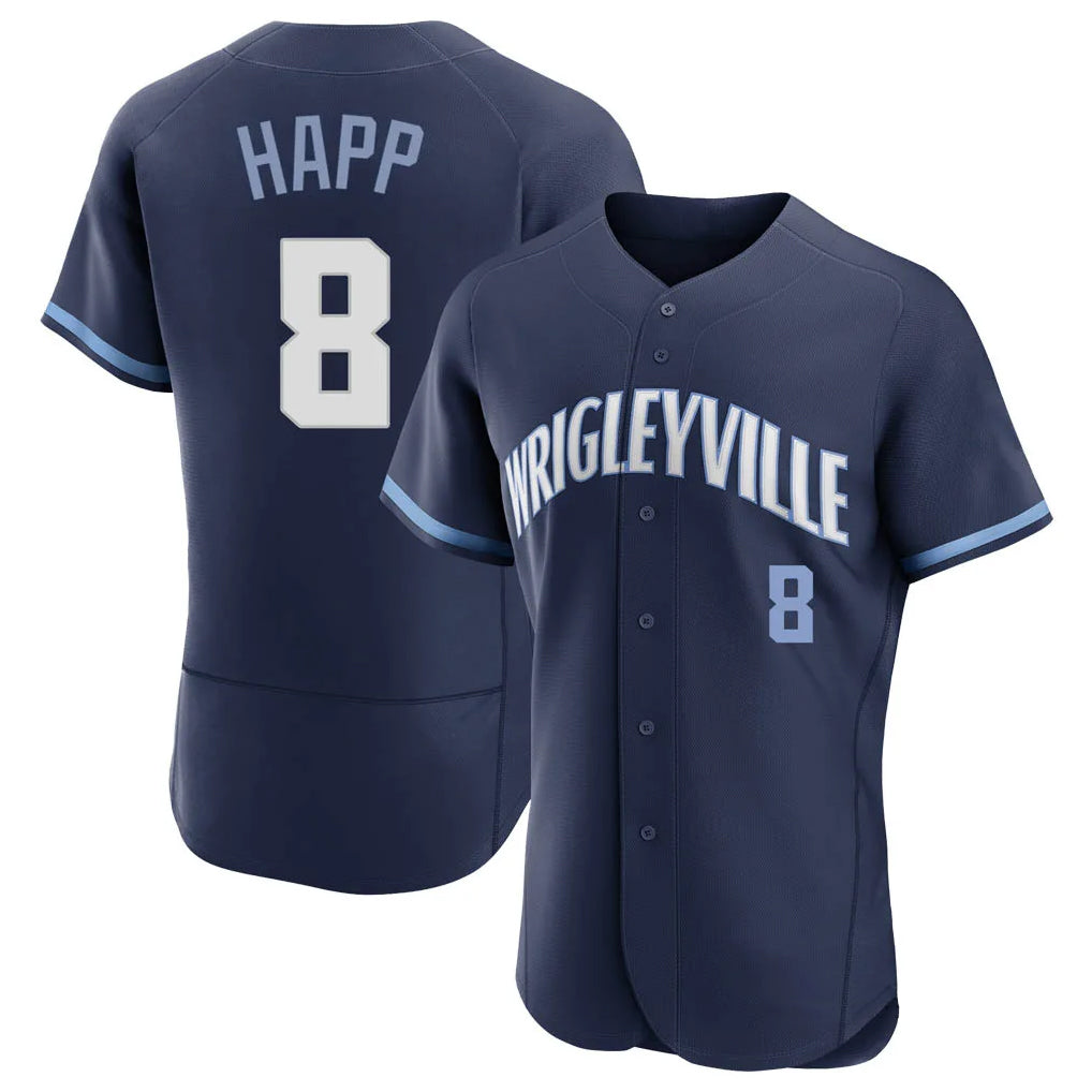 Chicago Cubs #8 Ian Happ Player Navy HeidiMiller City Connect Limited Elite Home Stitched Jerseys
