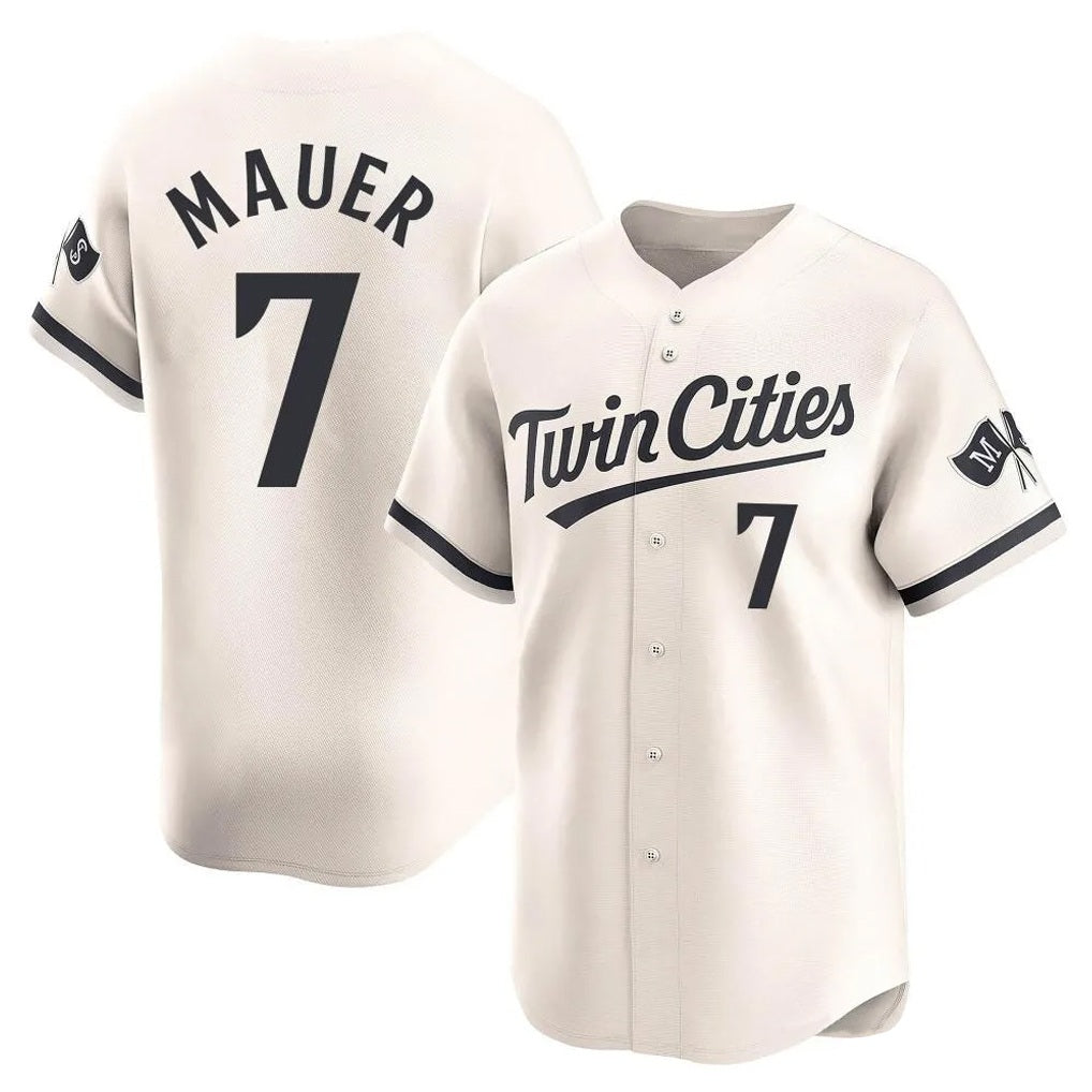 Minnesota Twins #7 Joe Mauer Player Cream HeidiMiller Home Limited Stitched Jerseys