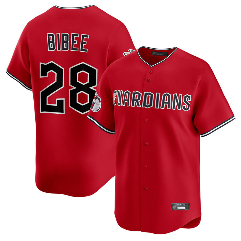 Cleveland Guardians #28 Tanner Bibee Player Red HeidiMiller Limited Home Stitched Jerseys