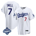 Los Angeles Dodgers #7 Blake Snell Player White HeidiMiller Game World Series Meet Home Stitched Jerseys