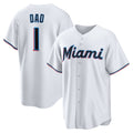 Miami Marlins #1 Dad White HeidiMiller Home Replica Jersey