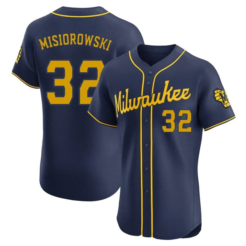 Milwaukee Brewers #32 Jacob Misiorowski Player Navy HeidiMiller Home Limited Elite Stitched Jerseys