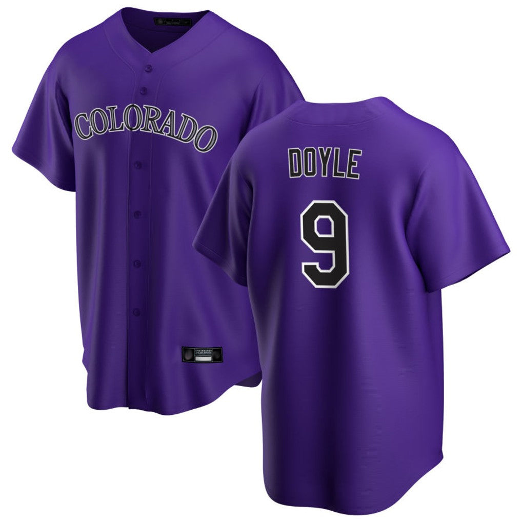 Colorado Rockies #9 Brenton Doyle Player Purple HeidiMiller Game Home Stitched Jerseys