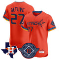 Houston Astros #27 Jose Altuve Player Orange HeidiMiller City Connect Texas Patch Vapor Premier Limited Elite Home Stitched Jerseys