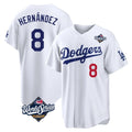 Los Angeles Dodgers #8 Enrique Hern¨¢ndez Player White HeidiMiller World Series Home Game Stitched Jerseys
